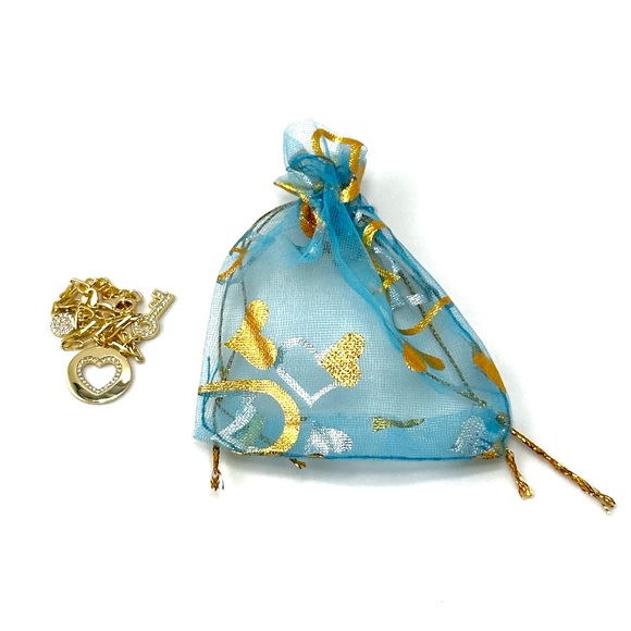 18K Gold Plated over 925 Solid Sterling Silver Link Chain Heart Bracelet - Picture 8 of 8